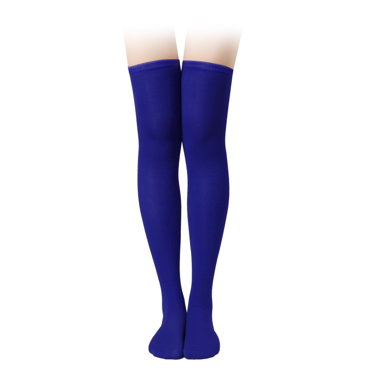 Photo 1 of KINBOM 1 Pair Thigh High Socks, Cotton Soft Knee High Long Stockings Leg Warmers for Women Girls Christmas Cosplay (Royal Blue), 23.6inch