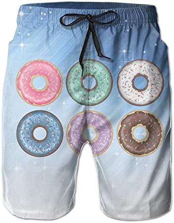Liuxl Men's Beach Pants Shorts Cartoon Donuts Swimming Trunks Swimwear Quick-Drying