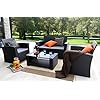 Baner Garden 4 Pieces Outdoor Furniture Complete Patio Cushion Wicker P.E Rattan Garden Set, Full, Black 51kG1%2Bi4rWL. SS100