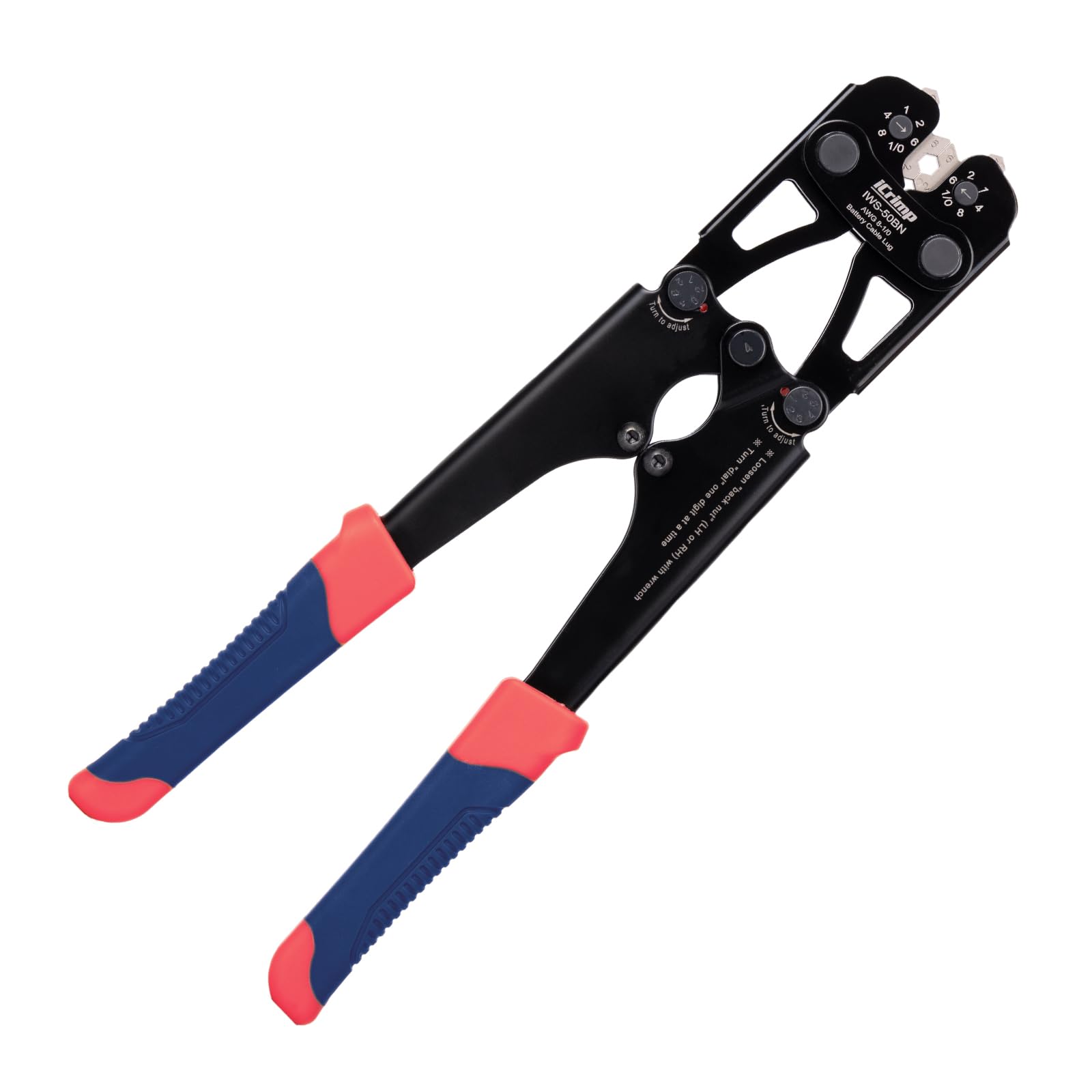 Photo 1 of iCrimp Battery Cable Lug Crimping Tool for 8, 6, 4, 2, 1, 1/0 AWG Copper Cable Lugs, Battery Terminal Crimper