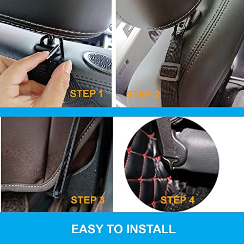 High Density 3-Layer Mesh Netting Bag for Car- Elastic Dog Car Barrier Seat Back Organizer, Car Net Pocket Handbag Holder Between Seats (Metal Hooks)