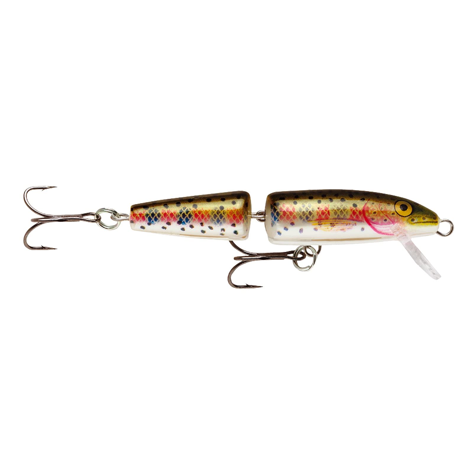 Rapala Jointed Lure with Two No. 5 Hooks, 1.5-2.1 m Swimming Depth, 9 cm Size, Rainbow Trout