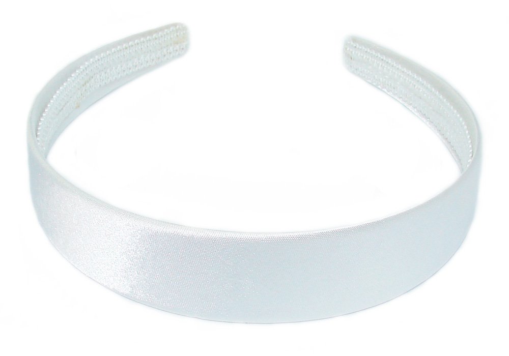Satin Look Fabric Covered 2.5cm Wide Alice Style Headband (White).