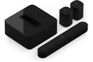 Sonos 5.1 Surround Set - Home Theater System with All-New Beam (1 Item) Bundle with Sub (1 Item), Pair of ONE (2 Items) - Bla