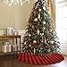 Fowecelt 48 Inch Buffalo Plaid Christmas Tree Skirt Red and Black Cotton Xmas Tree Skirt for Christmas Party Holiday Decorations