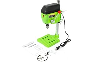 DNYSYSJ Mini Drill Press, 480W Mini Bench Drill Press Portable Drill Press Stand, 0-11000rpm 2-Speed Adjustable Benchtop Drill Machine Compact Portable Drill Press for DIY Furniture (480W Black&Green)