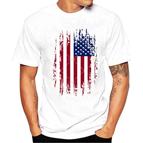 Blouse, Han Shi Men Fashion American Flag Short Sleeve Plus Size T-shirt Tee Tank (M) Blouse, Han Shi Men Fashion American Flag Short Sleeve Plus Size T-shirt Tee Tank (M)