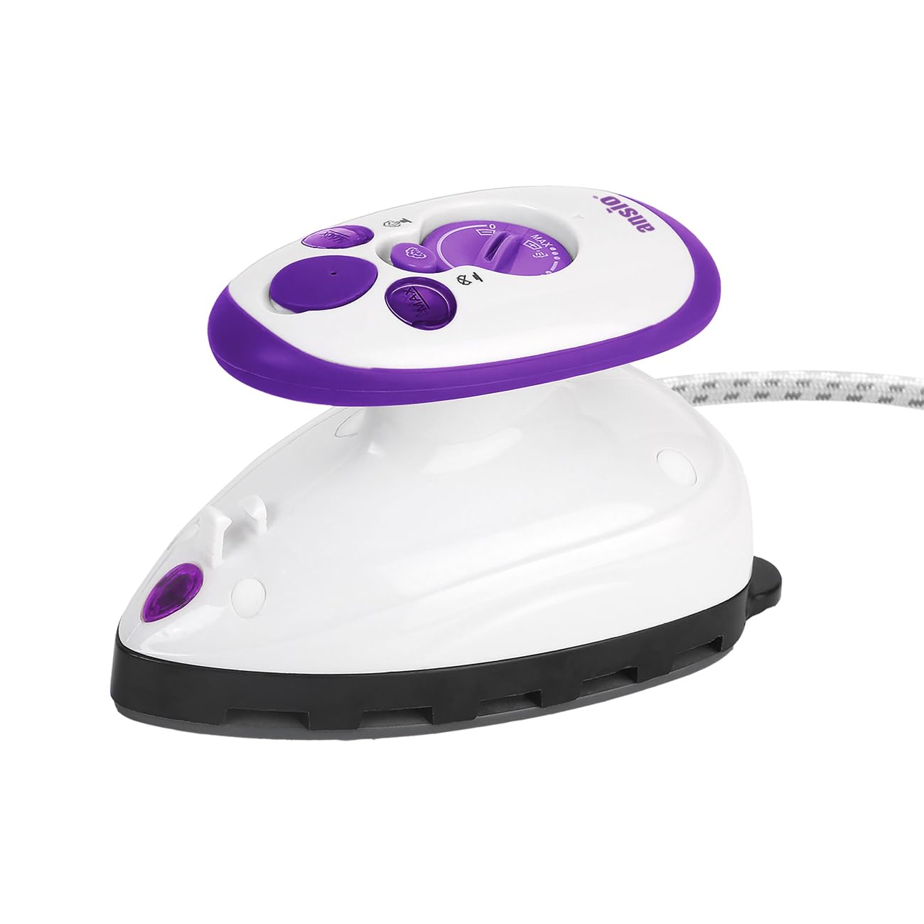 ANSIO Travel Iron Quilting Mini Steam Generator Craft Iron with Ceramic Soleplate | Small Compact Travel Steamer - Perfect for Travel, Quilting & Sewing - Purple/White