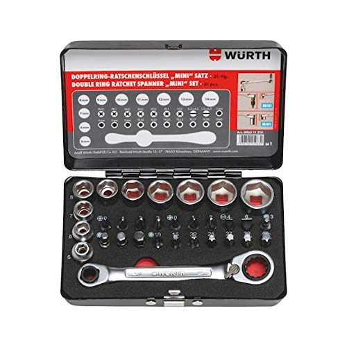 Wurth 096511310 Double Ring Ratchet Spanner Wrench with Bits Mini Set 31pcs