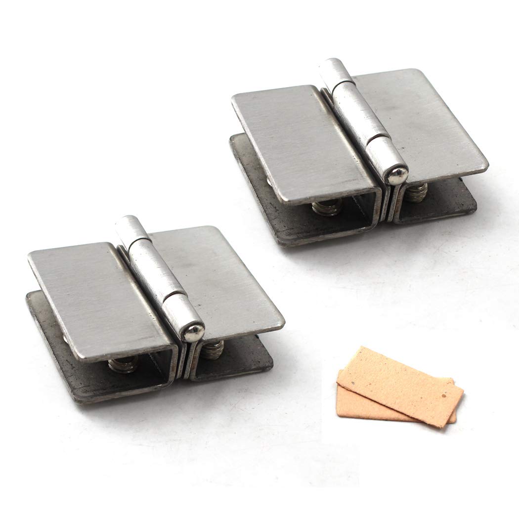 Glass Cabinet Hinges Stainless Steel Door Hinge Clamp for Shower Door Come with Screws for 8-10mm Thickness Glass (Pack of 2)