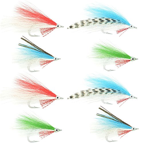 The Fly Fishing Place Lefty's Deceiver Fly Fishing Flies Collection - Assortment of 8 Saltwater and Bass Flies - Hook Size 1/0