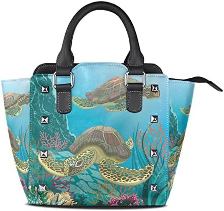 TIZORAX Sea Turtles Handbags Women's PU Leather Top-Handle Shoulder Bags