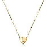 M MOOHAM Valentines Gifts for Kids Girls -Initial Heart Necklace for Girls Women, Dainty Cubic Zirconia Initial Heart Pendant Necklace for Women Girl Jewelry Gifts