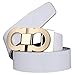 Men's Smooth Leather Buckle Belt 35mm Leather up to 42inch (105-115cm for Choose) 110cm White-Gold