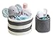 mDesign Hand Knit Round Toy Storage Organizer Basket Bins, for Stuffed Animals, Blocks, Dolls, Costumes, Folds Flat for Compact Storage � Set of 2, Large and Small Containers, Gray and Gray/White