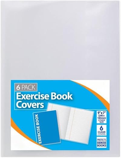 1ABOVE 6 Pack Clear A5 Exercise Book Covers 150µm 60mm Flap 9x7 inch
