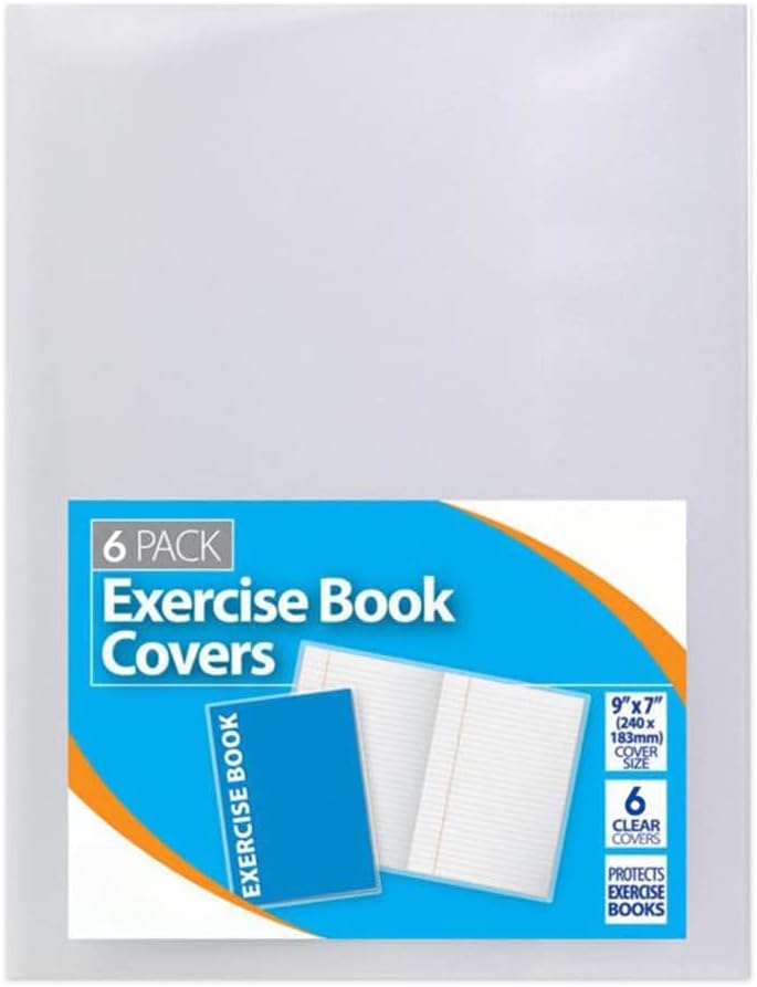 1ABOVE 6 Pack Clear A5 Exercise Book Covers 150µm 60mm Flap 9x7 inch