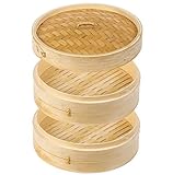 Bamboo Steamer by BambooMasters 100% Eco friendly 10 inch 3 piece steamer