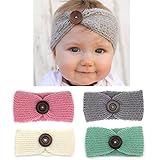 Elesa Miracle Baby Hair Accessories Baby Girl's Gift Box with Knit Crochet Turban Headband Winter Warm Headband (4pc- Button)