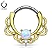 XPIRCN Lacey Single Opal 16G Septum Clicker Ring Titanium Shaft Blue,White,or Purple Synthetic Opal