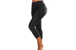 Pinup Fashion Skirted Swim Pants - Women Swimming Capris Leggings Swimwear High Waisted UV Swim Tights