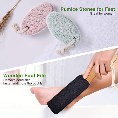 Foot File Wooden and Pumice Stone for Feet Kit, Foot Rasp Pedicure