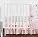 Sweet Jojo Designs 11-Piece Baby Crib Bedding Set (Pink/Grey Boho Floral) for Girls, Infants/Nursery incl. Blanket, Fitted Sheet, Skirt, Diaper Stacker, Valances, Wall Hangings, Toy Bag, Pillow (Rose)