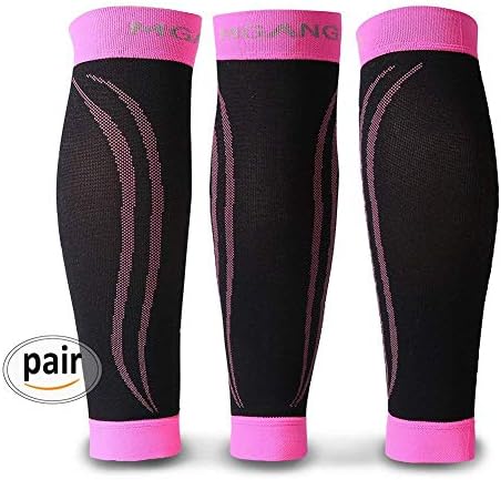 Calf Compression Sleeve, 1 Pair Unisex, Strong Calf Support 20-30mmHg, Best for Calf Pain & Swelling Relief, Shin Splint, Varicose Veins, Muscle Recovery, Travel, Nursing, Running, Cycling, Pink XXL