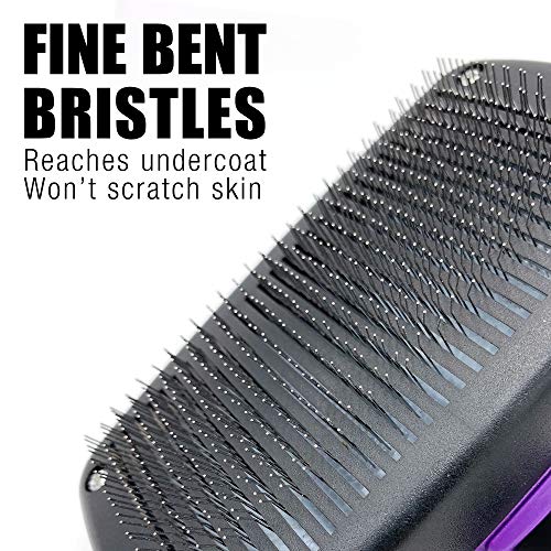 Solid Self-Cleaning Slicker Brush for Dog,Cat, Pets of All Sizes & Hair Lengths, Shedding Grooming Tool, Removes Undercoat, Long Matted Hair, Dander, Dirt, Massages, Improves Circulation