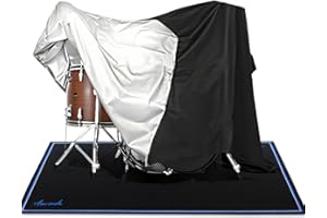 Aucuda Drum Set Covers Waterproof with Fix Strap Compatible with Drum Rug Mat, 8x6.6 ft Large 420D Oxford Cover for Electric Drum Kit, 88 Keys Piano Keyboard, Treadmill, Spinning, Apartment, Garage.