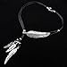 Usstore 1PC Women Pendant Fashion Bohemian Style Black Rope Chain Feather Pattern Necklace Partty Gift Alloy (Silver)