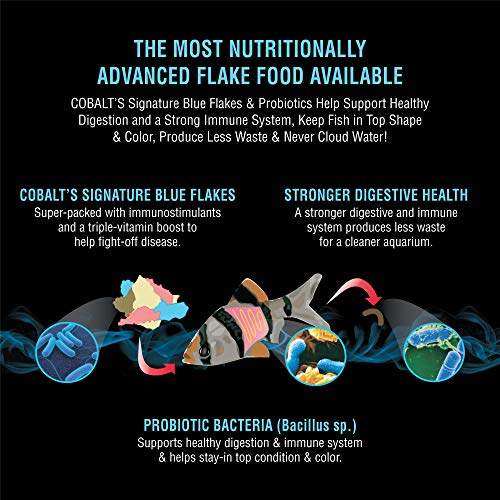 Cobalt Aquatics Spirulina Fish Food Flakes with Probiotics