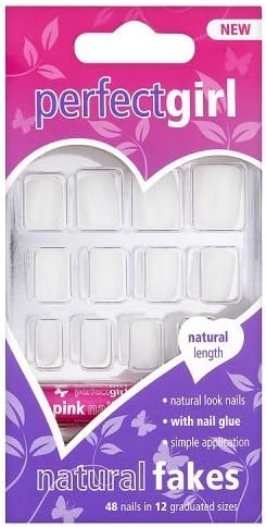 Perfect Girl Natural Fakes Square False Nails - 48-Pack