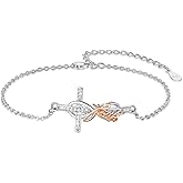 MEDWISE Cross Bracelet 925 Sterling Silver Christian Bracelets for Women Faith Catholic Bracelet Religious Bracelets Adjustable Bracelet Chain Birthday Christmas Jewelry Gift for Women