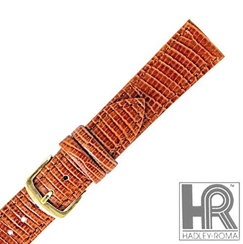 Hadley Roma MS716 17mm Brown Stitched Lizard Grain Men's Strap Watch Band