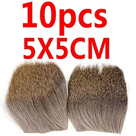 Generic Bimoo 10pcs 5cmx5cm Fly Tying Body Deer Hair Patch Fur