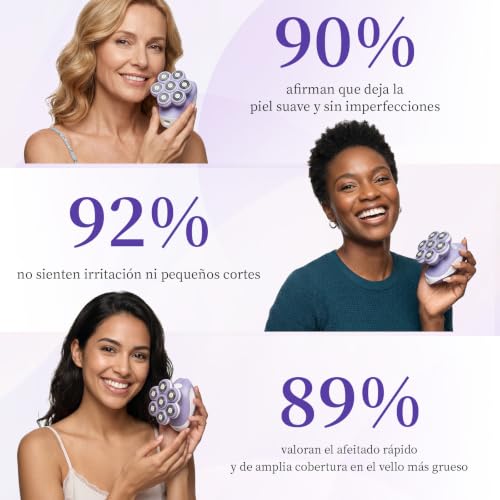 VIKICON Electric Shaver Woman 7D, USB Rechargeable Female Shaver | Body Shaver for Legs and Body, Floating Head, Dry/Wet, LED Light, Compact for Travel, Purple