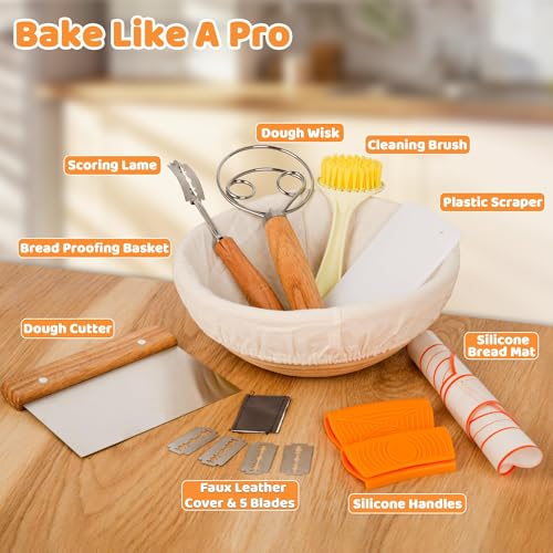 NIUB Dutch Oven for Bread Baking, 5 QT Pre-Seasoned Pot with Skillet Lid, Includes Sourdough Bread Baking Supplies, Cast Iron Pot for Frying, Braising, BBQ