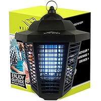 White Kaiman Electric Bug Zapper Outdoor Mosquito Lamp - High Powered 2000 Volt Grid & 20W UV Tube Insect Attracting Mosquitoes ~ Killer Waterproof Bug Zapper