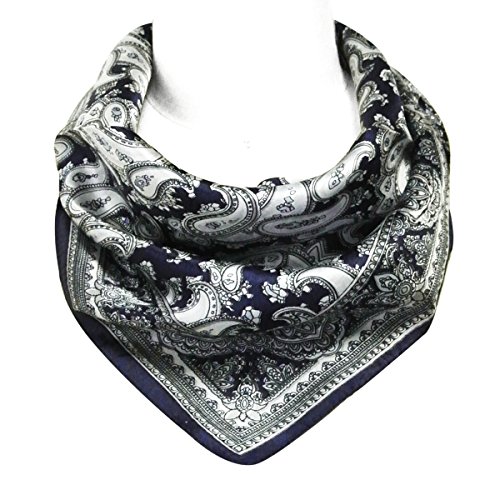 Wrapables 100% Silk Neckerchief Square Scarf, Paisley Moonstruck