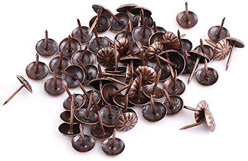 Namvo 200pcs Retro Chrysanthemum Upholstery Nails Pins Furniture Nails for Sofa Decoration Cork Fixed Leather Craft Belts Red Bronze