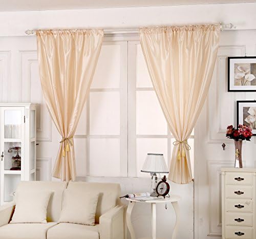 2pcs Polyester Breathable Butterfly Window Curtains Drape Panel Screens Sheer Voile Valance Home Balcony Living Room Decor (beige)