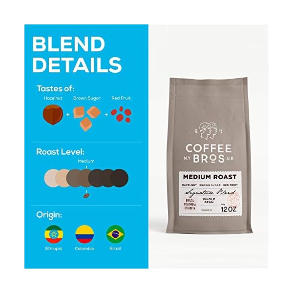 Coffee Bros., Medium Roast — Whole Bean — 100 Arabica — 1 Bag (12oz