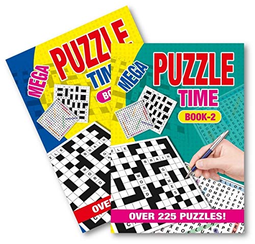 Martello A5 Mega Puzzle Time Travel Puzzle Books - Crossword, Word Search Brain Teaser Books 1 & 2