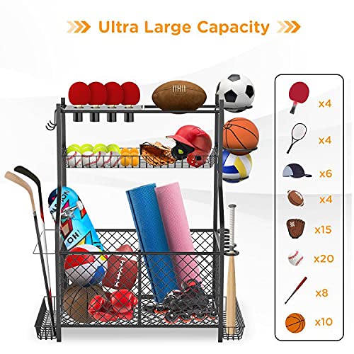 IPOW Upgrade Garage Sports Equipment Storage Organizer Ball Storage