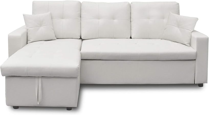 Intensedeco Canape D Angle Convertible Cuero Blanc Amazon Fr