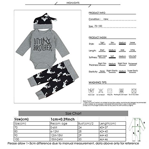 puseky Peuter Baby Jongens Broer Bijpassende Outfits Lange Mouwen Top & Herten Broek Set, Broertje, 0-6 Maanden - Image 8