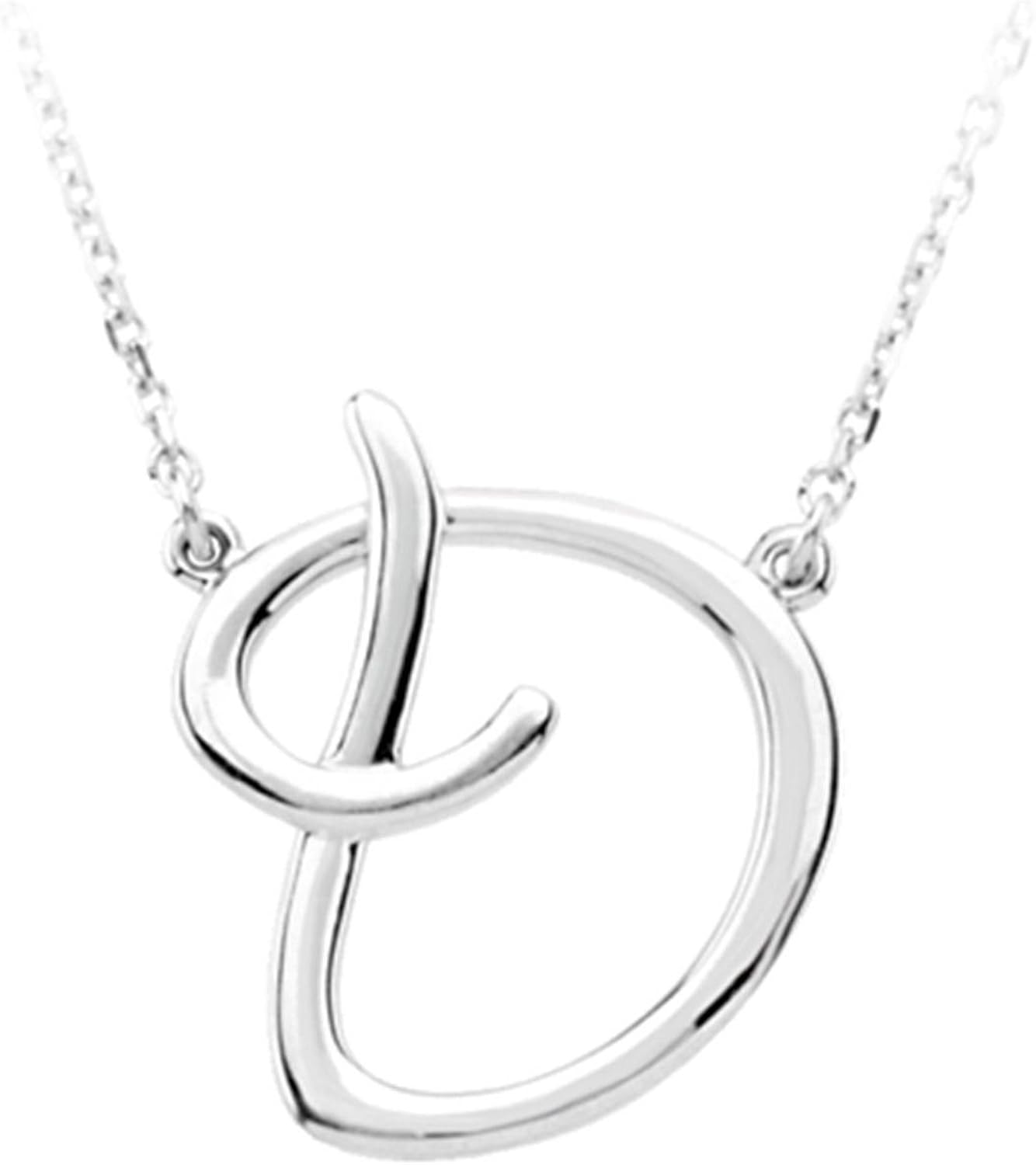 Script Initial "D" Necklace in Sterling Silver Jewelry