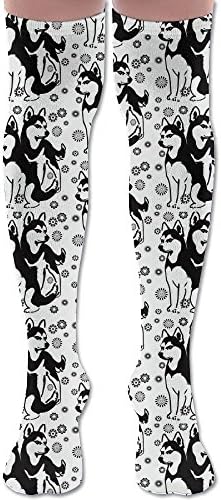 Siberian Husky With Snowflakes Long Socks Women Cute Cat Cartoon Socks Over Knee High Boots Long Socks For Girls