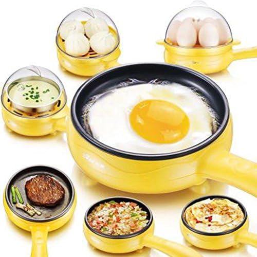 Preeyawadee Multifunction Mini Household Egg Omelette Pancakes Electric Fried Steak Frying Pan Non-Stick Boiled Eggs Boiler Steamer Cooker